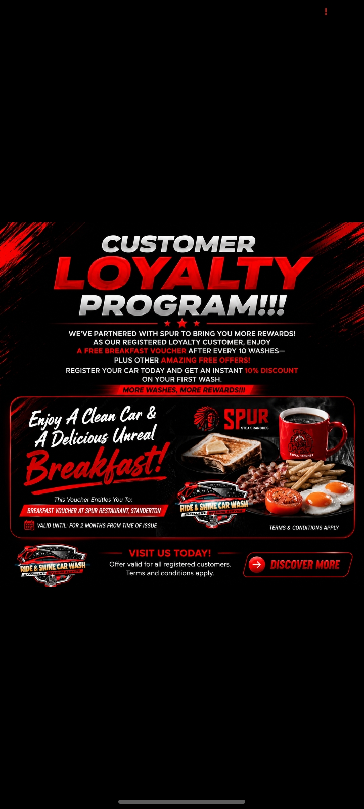 Customer Loyalty Program — free breakfast voucher after 10 washes